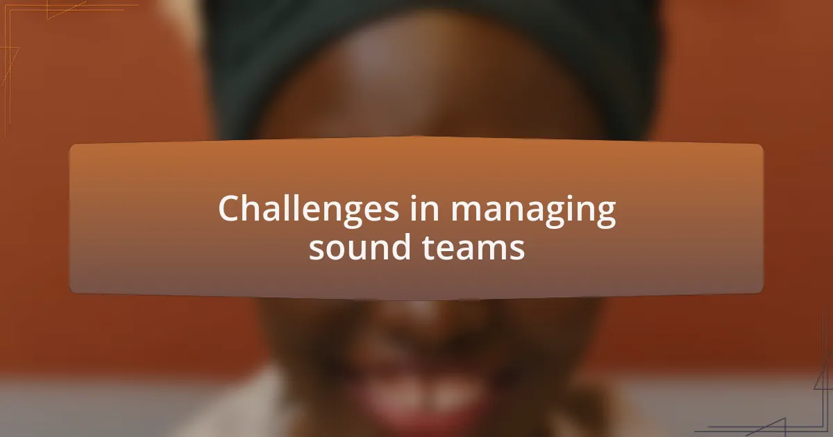 Challenges in managing sound teams