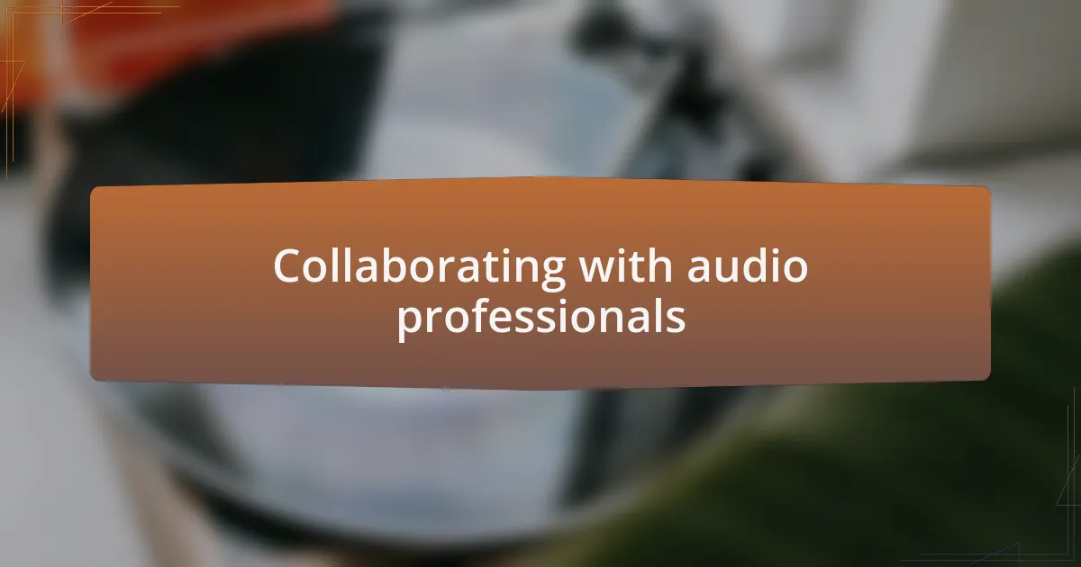 Collaborating with audio professionals