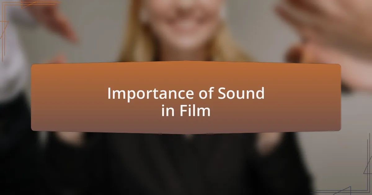 Importance of Sound in Film