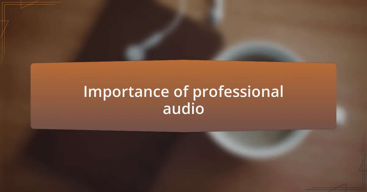 Importance of professional audio