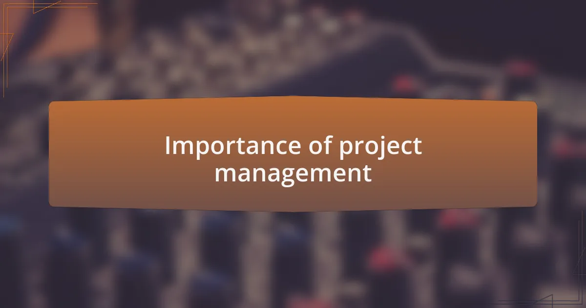 Importance of project management
