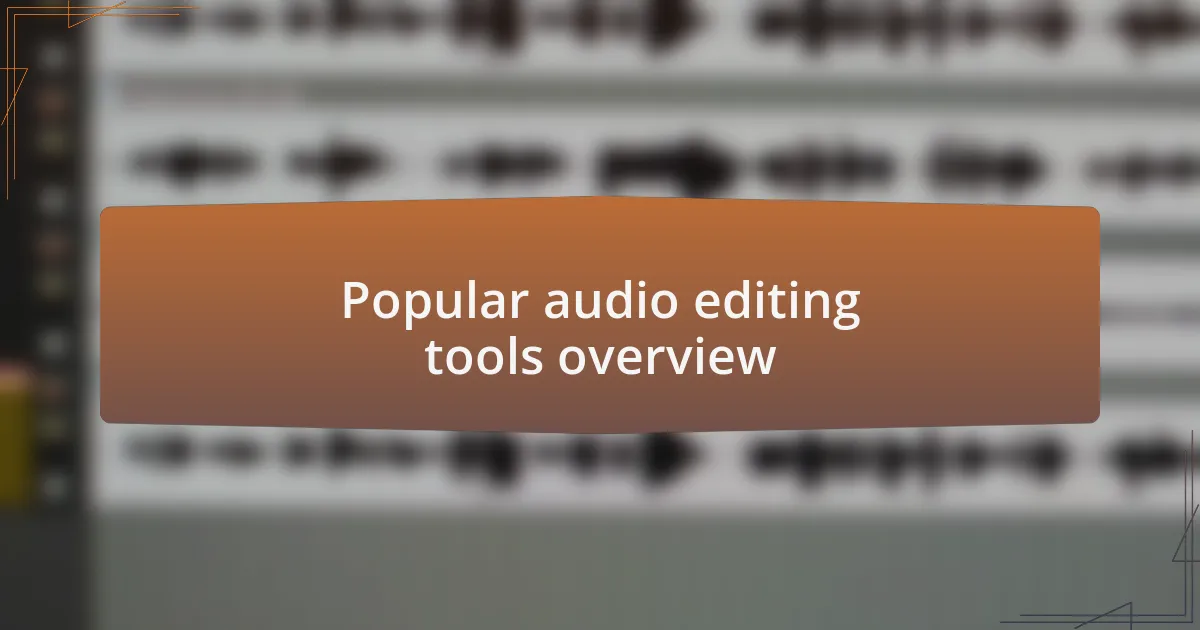 Popular audio editing tools overview