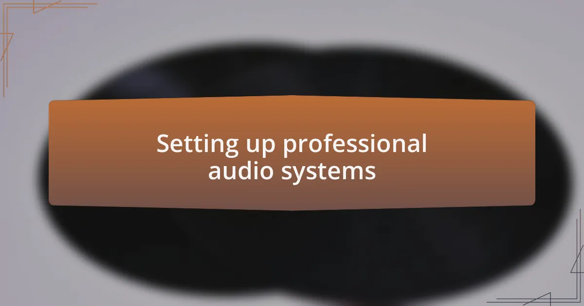 Setting up professional audio systems